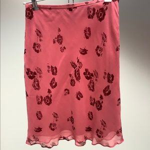 Vintage Pink Silk Floral Skirt